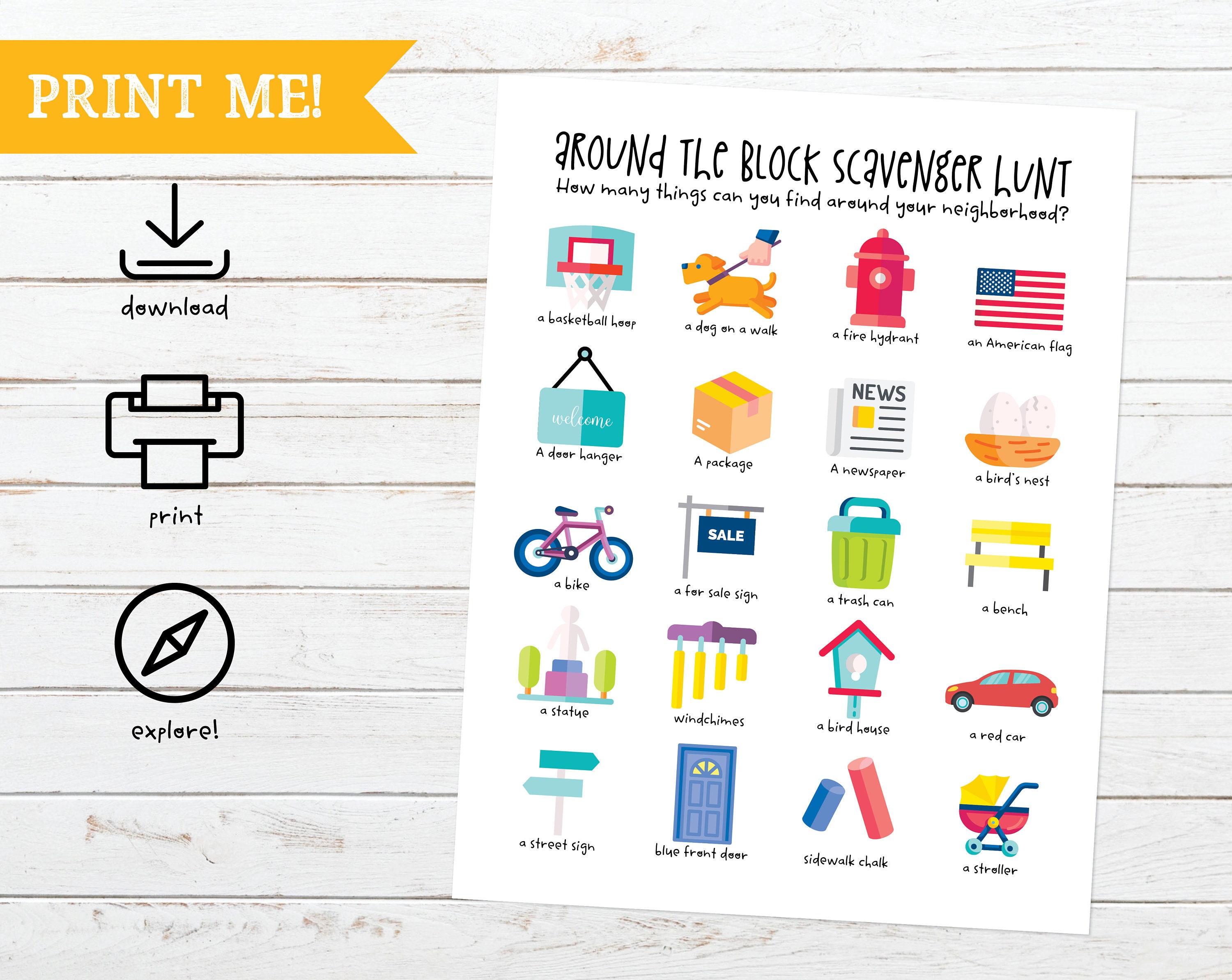 Neighborhood Scavenger Hunt 2 Printable Fun Activities for - Etsy