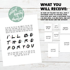 I'll Be There for You Printable Friends Theme Lyrics - Etsy