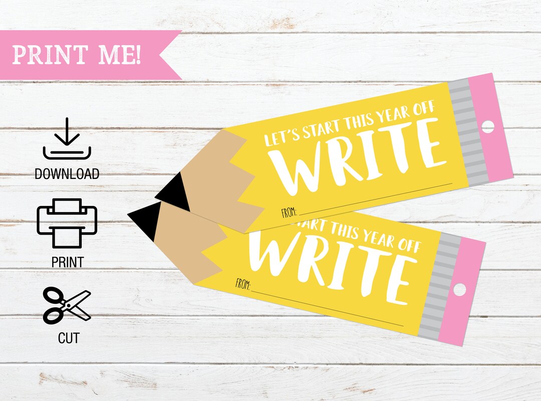 Start the Year Write Printable Gift Tag Pencil Back to School Etsy