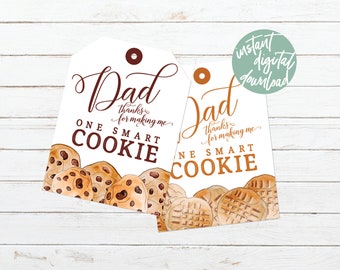 Dad You're One Smart Cookie Tag Tie Shape Printable - Etsy