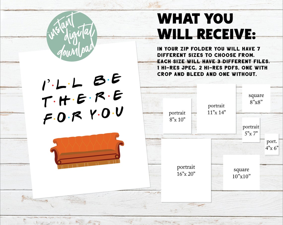 I'll Be There for You Printable Friends Theme Lyrics | Etsy