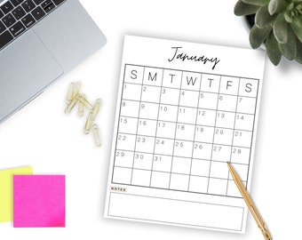 Minimal Monthly Calendar | Printable Monthly Habit Tracker | Goal Tracker | Printable & Editable | Habit Tracker Year