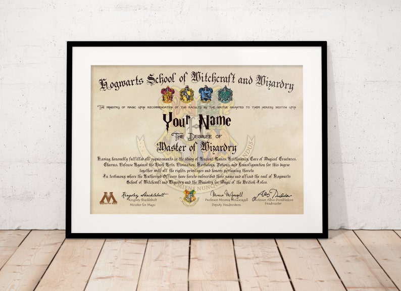Hogwarts Diploma Certificate Customizable Printable 10 | Etsy