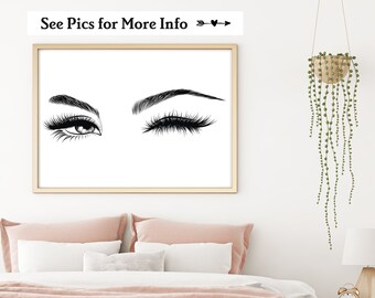 Winking Eyes Print, Eyelash Decor, Bedroom Wall Art, Eye Wall Art, Living Room Print, Bedroom Decor, Sexy Eyes Print, Black and White Print