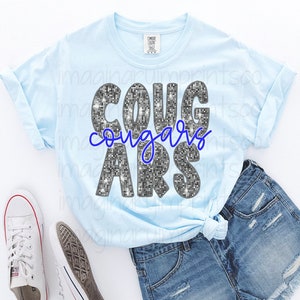 Cougars sequin png - Sublimation design - Digital design - Sublimation - DTG printing - Sublimation png - Cougars sublimation design