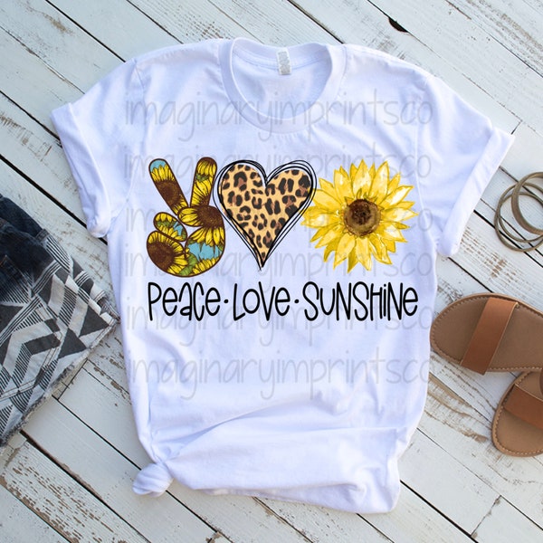 Peace love Sunshine sublimation design - DTG printing - Sublimation design download - Sunflower png - Sunflower leopard