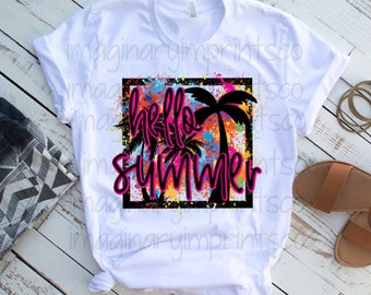 Hello Summer sublimation design - Sublimation design - Sublimation - DTG printing - Sublimation design download - Summer sublimation design