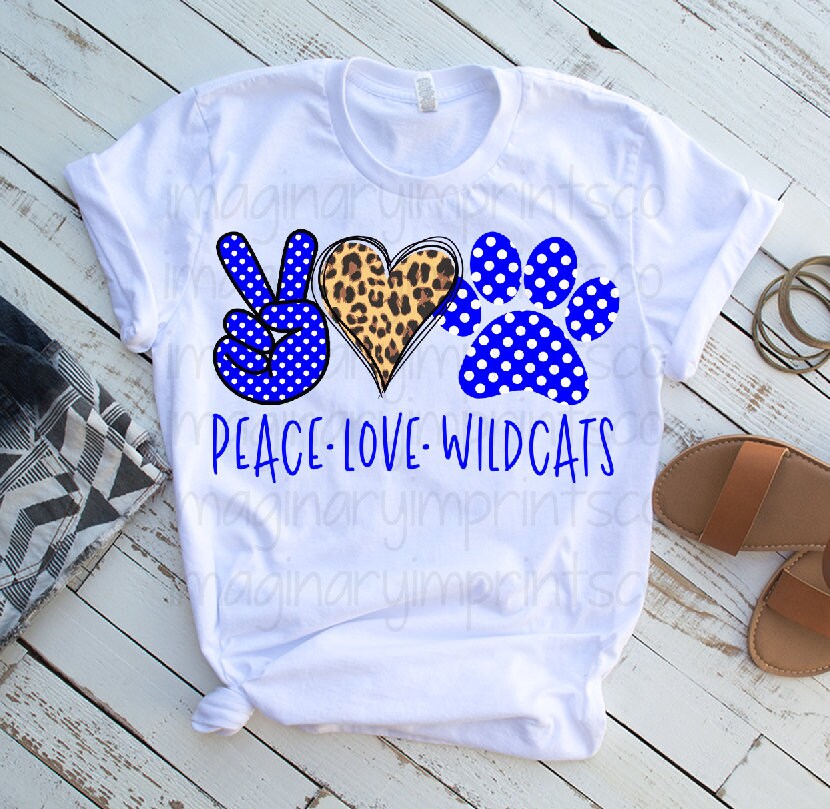 Peace Love Wildcats png - Sublimation design - Digital design - Sublimation - DTG printing - Sublimation png - WildCats sublimation design