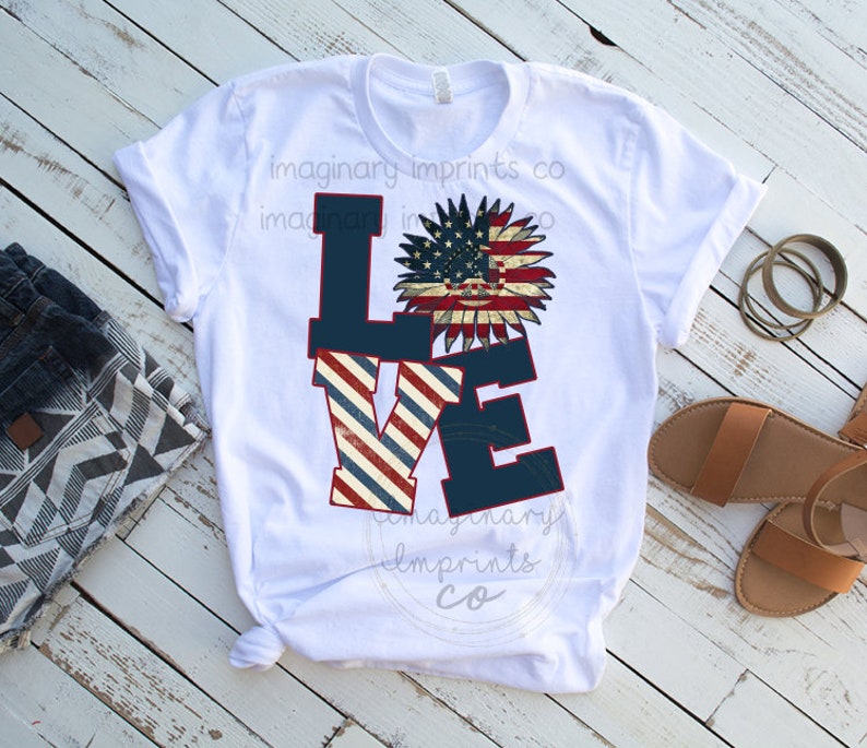 Download Love Sunflower 4th of July sublimation design DTG printing ...