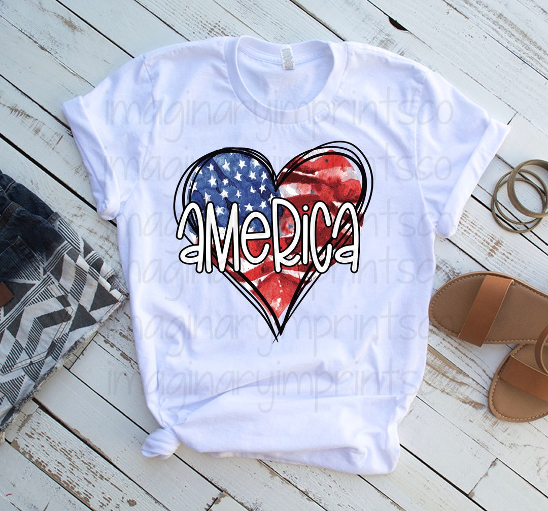 America Heart Sublimation Design Sublimation Design DTG Printing ...