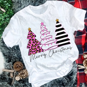 Merry Christmas pink Leopard Christmas Tree png - Sublimation design - Digital design  - Sublimation - DTG printing - Christmas sublimation