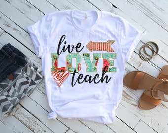 Live Love Teach sublimation design - Sublimation design - Sublimation - DTG printing - Sublimation design download _ teacher design