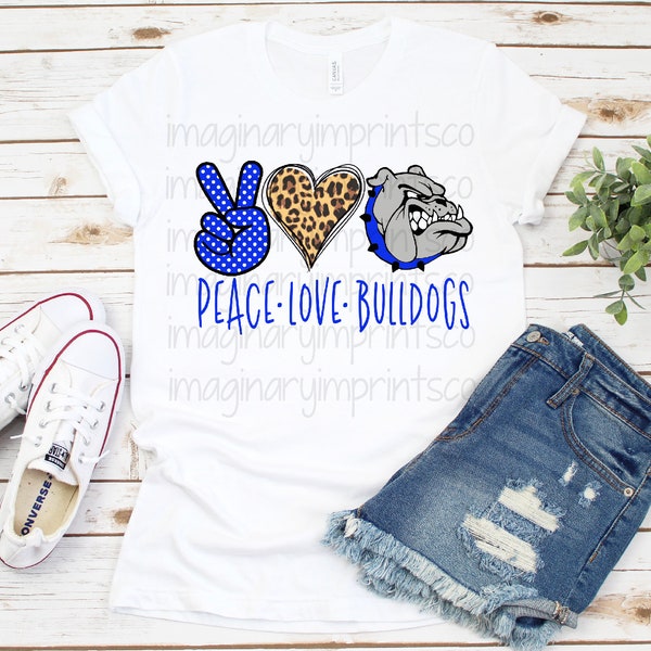 Peace Love Bulldogs png - Sublimation design - Digital design - Sublimation - DTG printing - Sublimation png - Bulldogs sublimation design