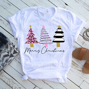 Merry Christmas pink Leopard Christmas Tree png - Sublimation design - Digital design  - Sublimation - DTG printing - Christmas sublimation