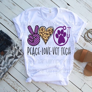 Peace Love Vet Tech png - Sublimation design download - Digital design  - Sublimation - DTG printing - Clipart - Vet tech Sublimation png