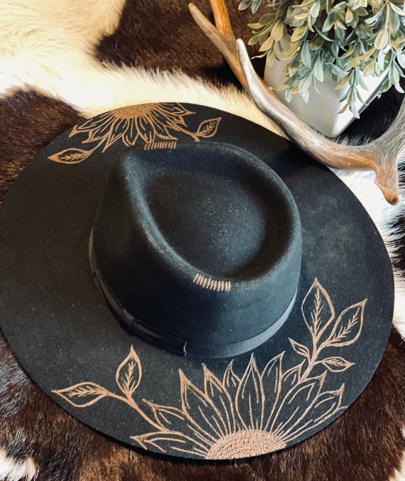 Sunflower Burned Hat - Etsy display picture 3