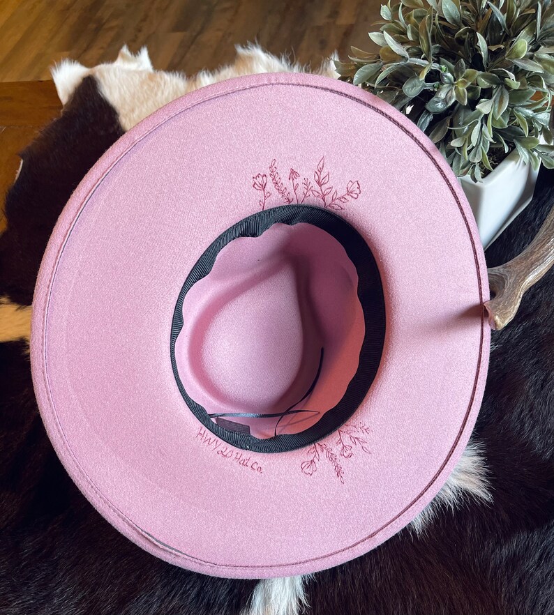 Light Pink Floral Burned Hat Etsy