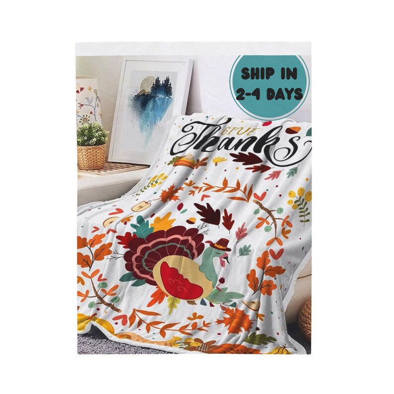 Personalized Custom Thanksgiving Throw, Cozy Fall Home Decor, Unique