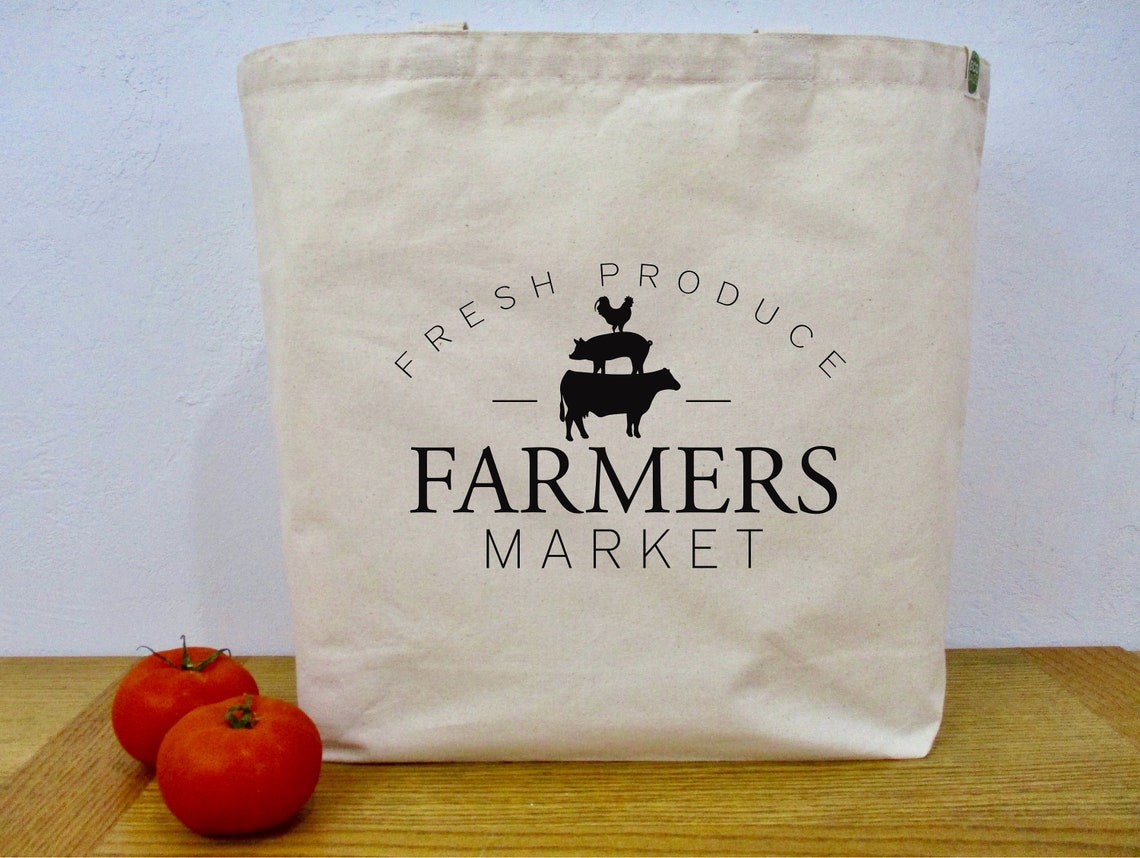 Farmers Market Tote Grocery Tote Recycled Cotton Canvas Etsy