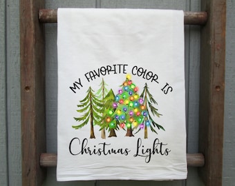 Christmas Lights Flour Sack Towel, Holiday Kitchen Decor