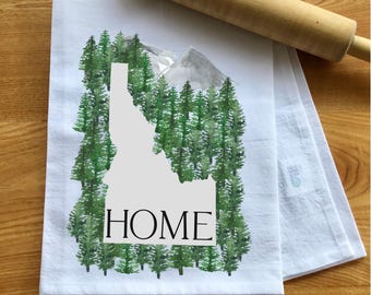Idaho Flour Sack Towel, State Outline Kitchen Decor