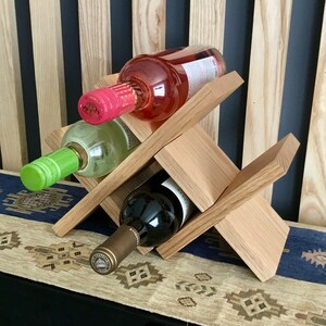 Counter Top Wine Rack, White Oak Wine Rack, Table Top Wine Rack, Gift for Wine Lover, Wine Bottle Storage, Wine Display, Small Wine Rack
