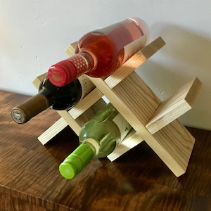 Counter Top Wine Rack, Ash Wine Rack, Table Top Wine Rack, Gift for Wine Lover, Wine Bottle Storage, Wine Display, Wedding Gift, Ash Wood