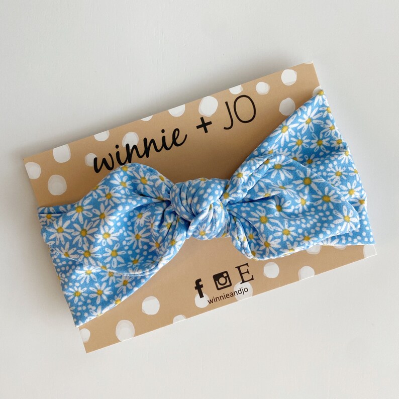 Blue Daisies Bow Headband