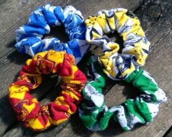 Scrunchies Made With/Gryffindor/Ravenclaw/Hufflepuff/Slytherin Liscensed Fabrics House Colors/Hogwarts Scrunchies/Harry Potter Scrunchies