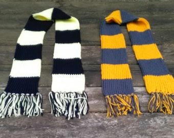 Color Block Scarf/ House Scarf/ Cosplay Wizard School Scarf/Black and Yellow Scarf