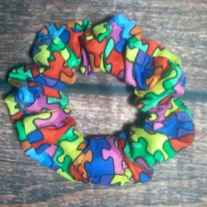 Puzzle Piece Scrunchie/ Autism Awareness/ Autism Speaks