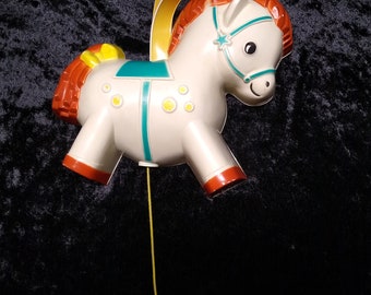 Pony Music Box/Vintage Fisher Price 1968/Horse With Pull String/Vintage Crib Pull Toy