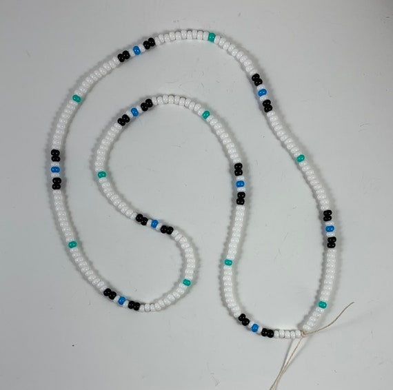 Handmade White, Black, Blue, and Turquoise Czech Seed Bead Cobra Necklace/Handcrafted White, Black, Blue and Turquoise Czech Cobra Necklace!