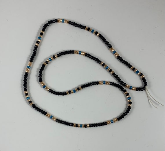 Handmade Black, Gold, and Metallic Blue Czech Seed Bead Cobra Necklace/Handcrafted Unique Black and Gold Cobra Seed Bead Necklace/Hot Gift!!