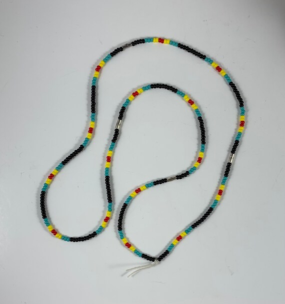 Handmade Black, Red, Yellow, and Turquoise Czech Seed Bead Cobra Necklace/Handcrafted Unique Cobra Burst Seed Bead Necklace/One Of A Kind!!!