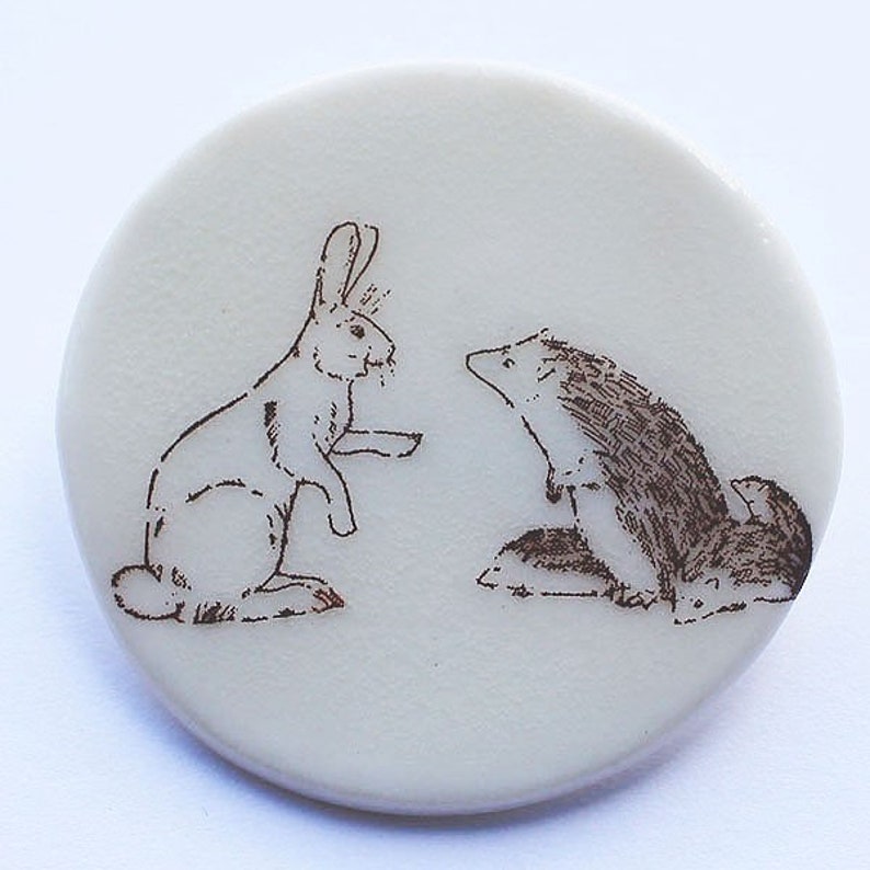 Rabbit and Hedgehog Brooch image 1