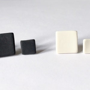 Square porcelain stud earrings, matt, 2 size image 1