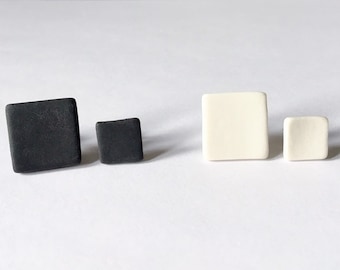 Square porcelain stud earrings, matt, 2 size