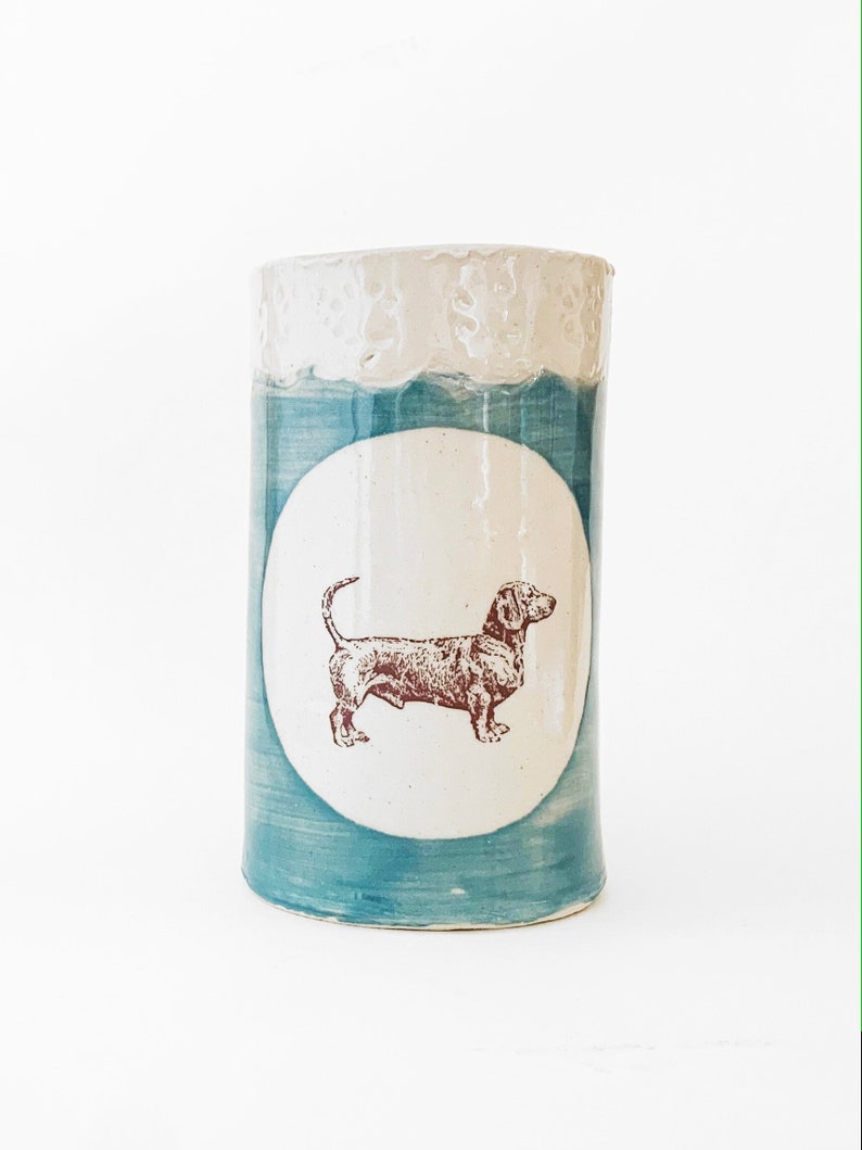 Handmade ceramic mug with dachshund image 1