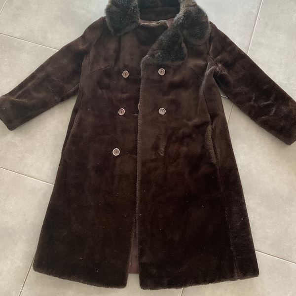 Vintage Faux-Fur Black/Dark Brown Winter Coat