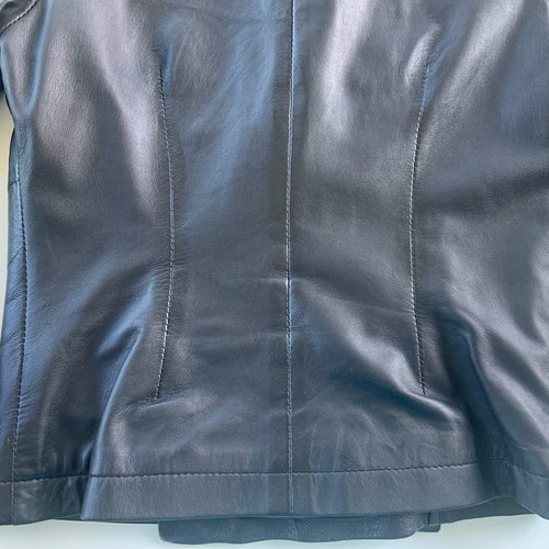 Black Asymmetrical Leather shops Jacket Fitted