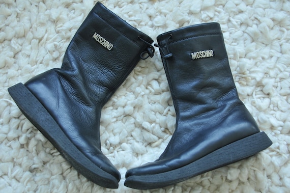 Designer kids' Italian leather boots, Moschino