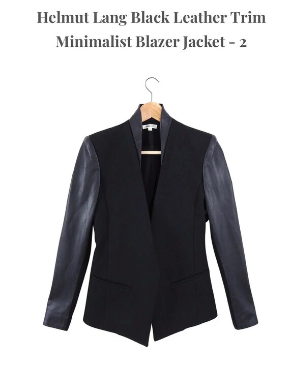 Helmut Lang, Helmut Lang Tuxedo Jacket with Leather Sleeves Size 2