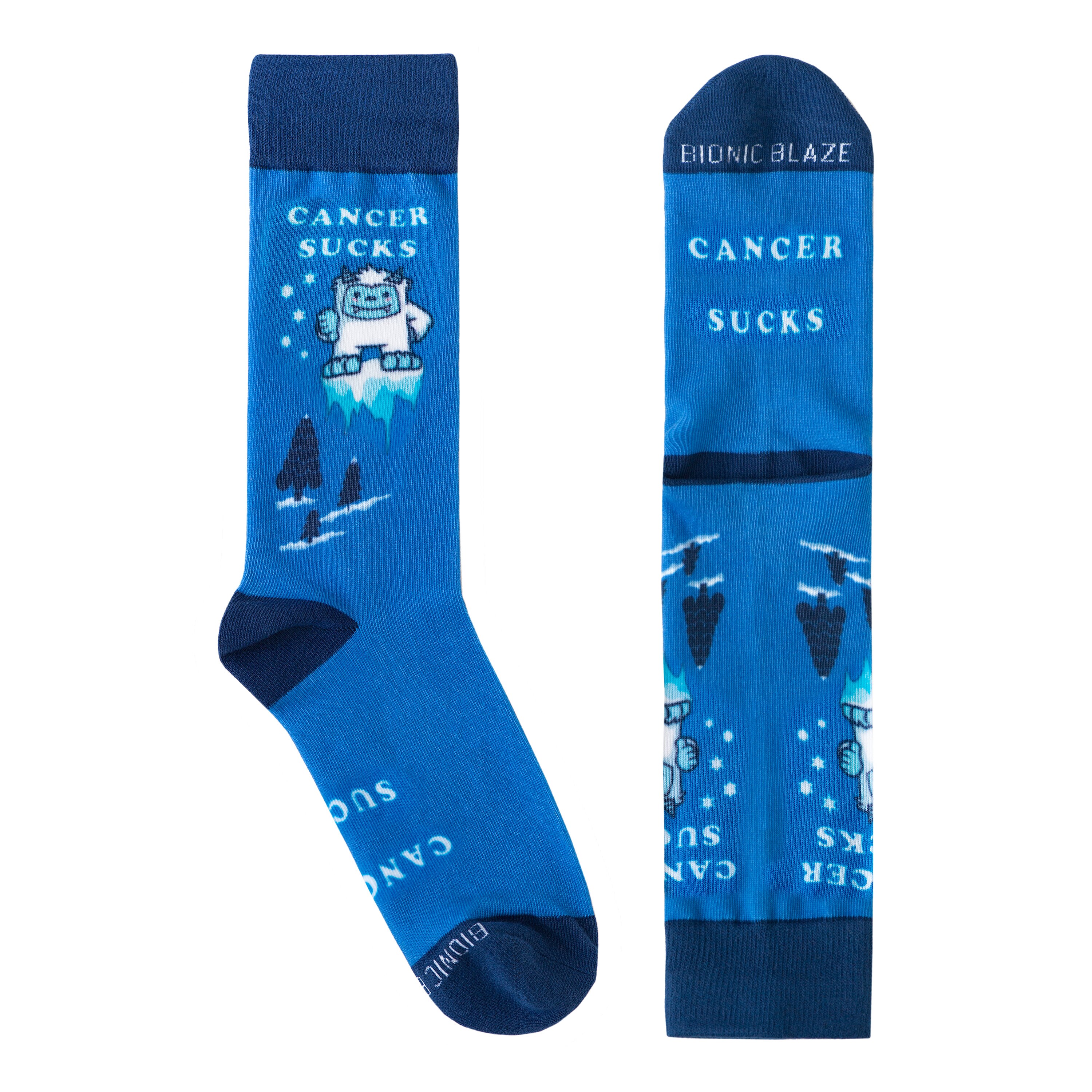 2 Pack Cancer Sucks Novelty Sock Blue/pink Cancer Survivor Designed