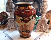 Japanese Hand Painted Satsua style Moriage Vase,Large Hand painted Japanese Vase,Japanese Satsuma style Vase,Kutani style vase,Moriage vase,