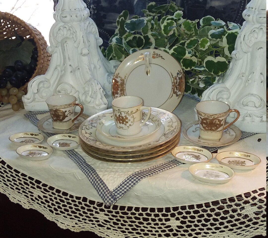 Noritake N1258, 17 Pieces With Demitasses,salt Dips,plates,various