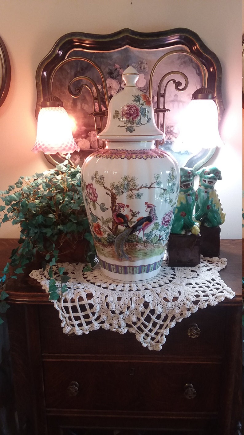 Exquisite Large Hand Painted Asian Ginger Jarlarge Asian Etsy