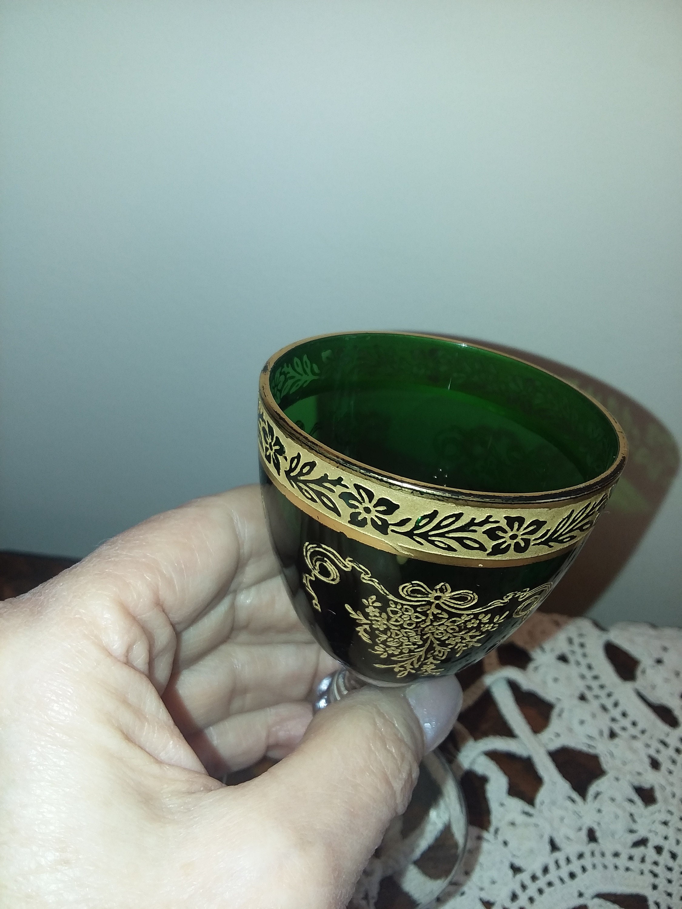 Set of 6 Tiffin Melrose Green Claret Wine/wine Glassestiffin Etsy