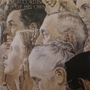 Norman Rockwell Vintage Print 1976 | &quot;Freedom of Worship&quot; (1943) | Home Decor | Wall Art | Art Print | Wall Decor