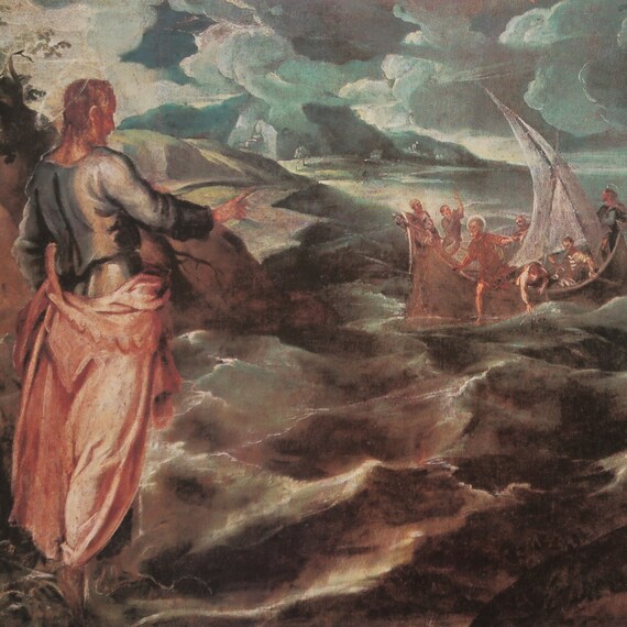 Jacopo Tintoretto Vintage afdrukken 1977 Christus aan het Meer van Galilea 1570 Woondecoratie Muurdecoratie Etsy Belgie